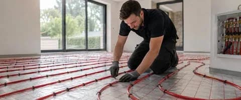 SS Consultants engineer installing underfloor heating pipework